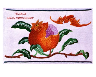 Digital Download Old Vintage Asian Embroidery Pomegranate Pattern - Zen PDF ADVANCED Embroidery Pattern Vintage Fiber Arts Pattern