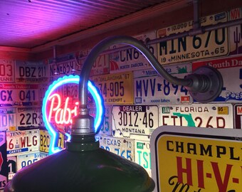 Relektrik™ Vintage 12" GREEN Shade Porcelain Wall Light Barn Gas Station Farm Industrial Warehouse Authentic Antique