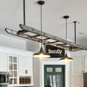 Relektrik Rustic™ Vintage 2 Light Fixture Set 14&quot; Green Porcelain Black Cord Hanging Ceiling Light Fixtures Farm Barn Authentic Antique