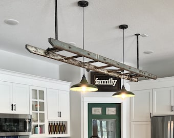 Relektrik Rustic™ Vintage 2 Light Fixture Set 14" Green Porcelain Black Cord Hanging Ceiling Light Fixtures Farm Barn Authentic Antique