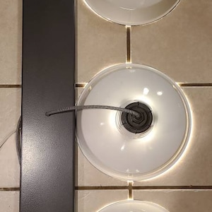Relektrik™ Vintage Set of 3 14&quot; White Porcelain Dome Ceiling 42&quot;x6&quot; Matte Black Canopy Light Fixture Zig Zag Cord Authentic Antique