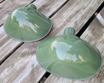 Relektrik™ Vintage Double End Ø9 x 13" Benjamin Oval Angled SINCLAIR Green Porcelain Shade Gas Station Sign Light Pole Fixture