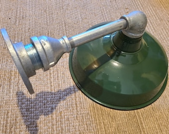 Relektrik™ Vintage (Qty=1) Ø12" Round Dome Green Porcelain Shade Barn Wall Light Fixture Gas Station Industrial Farm Authentic Antique