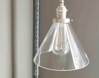 7" Glass Cone Shade, 2-1/4" inch fitter size neck - Pendant lamp shade. Top Quality Supplies For Your Handmade Lighting, Lamps, Pendants etc