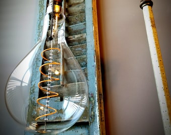 Grand Nostalgic Bulb- LED Teardrop Shape, 4w Oversized Edison Light Bulb, Curved LED Filament, Vintage Style XL Glass Lamp, Standard Base