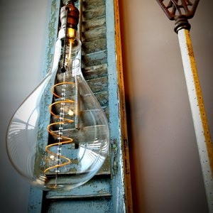 Grand Nostalgic Bulb- LED Teardrop Shape, 4w Oversized Edison Light Bulb, Curved LED Filament, Vintage Style XL Glass Lamp, Standard Base