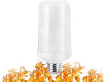 LED Flame Effect Light Bulb - Simulated Fire Flicker Lamp, E26 USA Base, 4 Modes w/ Gravity Sensor (flame will flip) 9 watts, High Quality