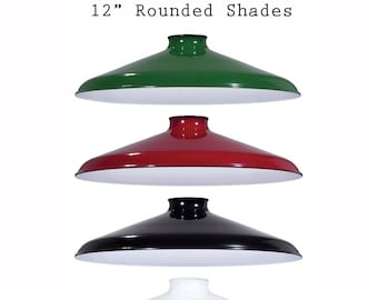 Porcelain Enamel Shade: 12" Rounded Metal design, Choose Color - Top Quality Supplies For Your Handmade Lighting, Lamps, Pendants etc