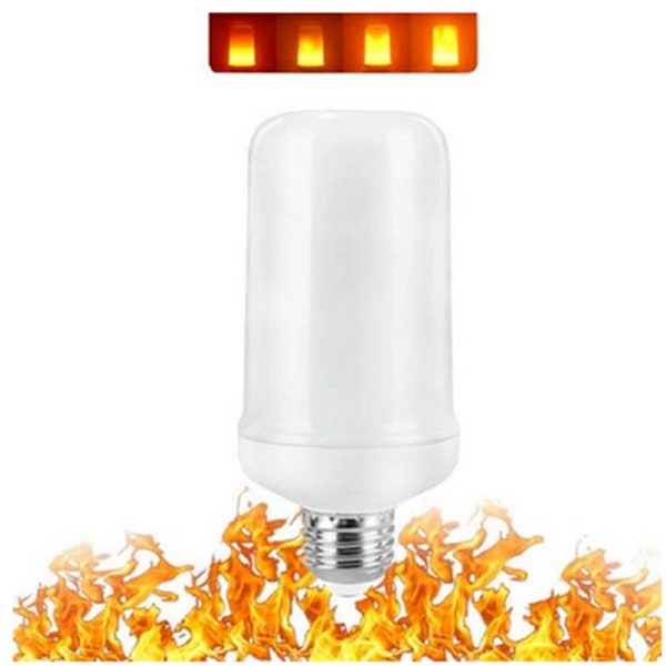 LED Flame Effect Light Bulb - Simulated Fire Flicker Lamp, E26 USA Base, 4 Modes w/ Gravity Sensor (flame will flip) 9 watts, High Quality