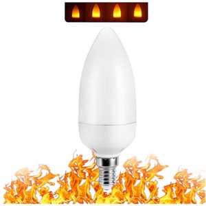 LED Flame Effect Candelabra Light Bulb - Simulated Fire Flicker Lamp, E12 Base, 3 watts, High Quality & Realistic Shape, 2 Modes