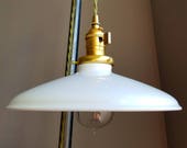 White Porcelain Enamel Shade 10 quot Rounded Metal design - Top Quality Supplies For Your Handmade Lighting, Lamps, Pendants etc