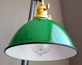 Green Porcelain Enamel Shade 7 quot Industrial Metal Dome - Top Quality Supplies For Your Handmade Lighting, Lamps, Pendants etc