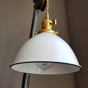 White Porcelain Enamel Shade: 7" Industrial Metal Dome - Top Quality Supplies For Your Handmade Lighting, Lamps, Pendants etc