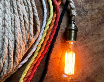 25 Fuß Jute bedeckter verdrehter elektrischer Draht (nur Kabel!) Wählen Sie eine Farbe, natürlichen Hanfseil-Stil für DIY-Beleuchtungsprojekte, Lampen, Anhänger