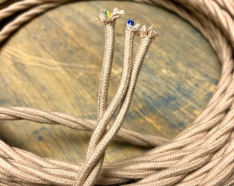 魅力的な価格 6 Feet: Style Vintage Cord, Twisted 3-wire Covered Cloth Tan ライト・ランタン