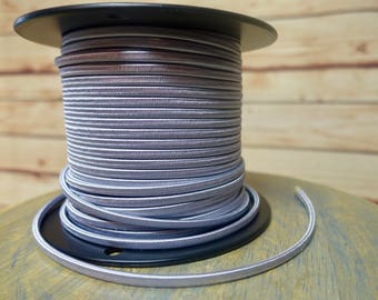 6 Feet: Silver 2-Wire Cloth Covered Cord, Vintage Style Rayon Fabric Electrical Cord, For Floor Lamps, Desk Fans, Radio rewiring etc