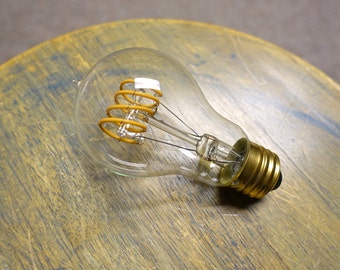 LED Edison Bulb - A19, Curved Vintage Style Spiral Loop Filament, 4w/40w equivalent fully dimmable. Most Authentic looking nostalgic LED's!