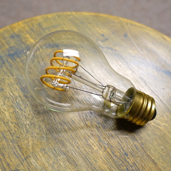 LED Edison Bulb - A19, Curved Vintage Style Spiral Loop Filament, 4w/40w equivalent fully dimmable. Most Authentic looking nostalgic LED's!