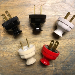 Antique Replica Plug - Langes Hals-Decagon-Design, polarisierter 2-Stift-Stecker - Top-Qualität für DIY-Beleuchtung, Lampen, Anhänger