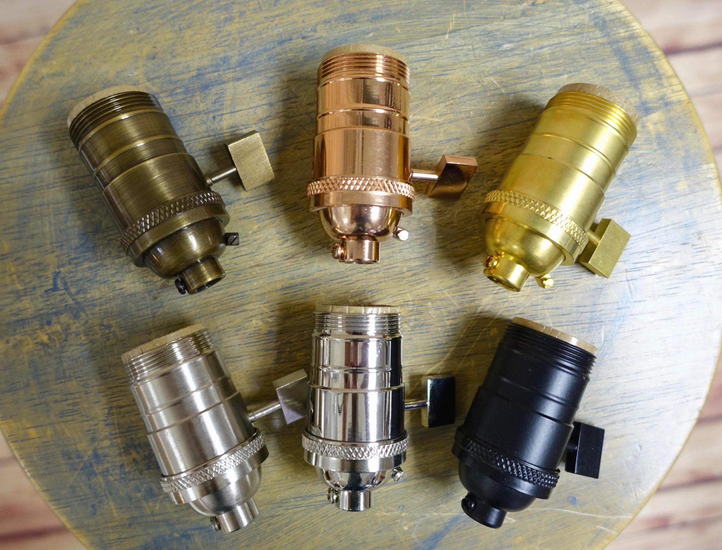 Uno Threaded Light Socket, Solid Brass, Vintage Knob, Shade Fitters Sold Separate - Top Quality Supplies For Handmade Lighting, Pendants etc