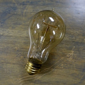 Edison Globe Light Bulb - 25 Watt Antique Quad Loop Filament - Vintage Reproduction A19 Glass Shape, Squirrel Cage