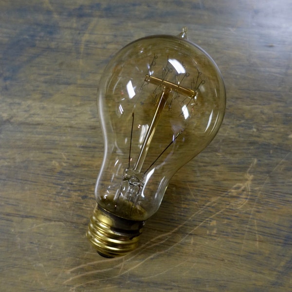 Edison Globe Light Bulb - 40 Watt Antique Quad Loop Filament - Vintage Reproduction A19 Glass Shape, Squirrel Cage