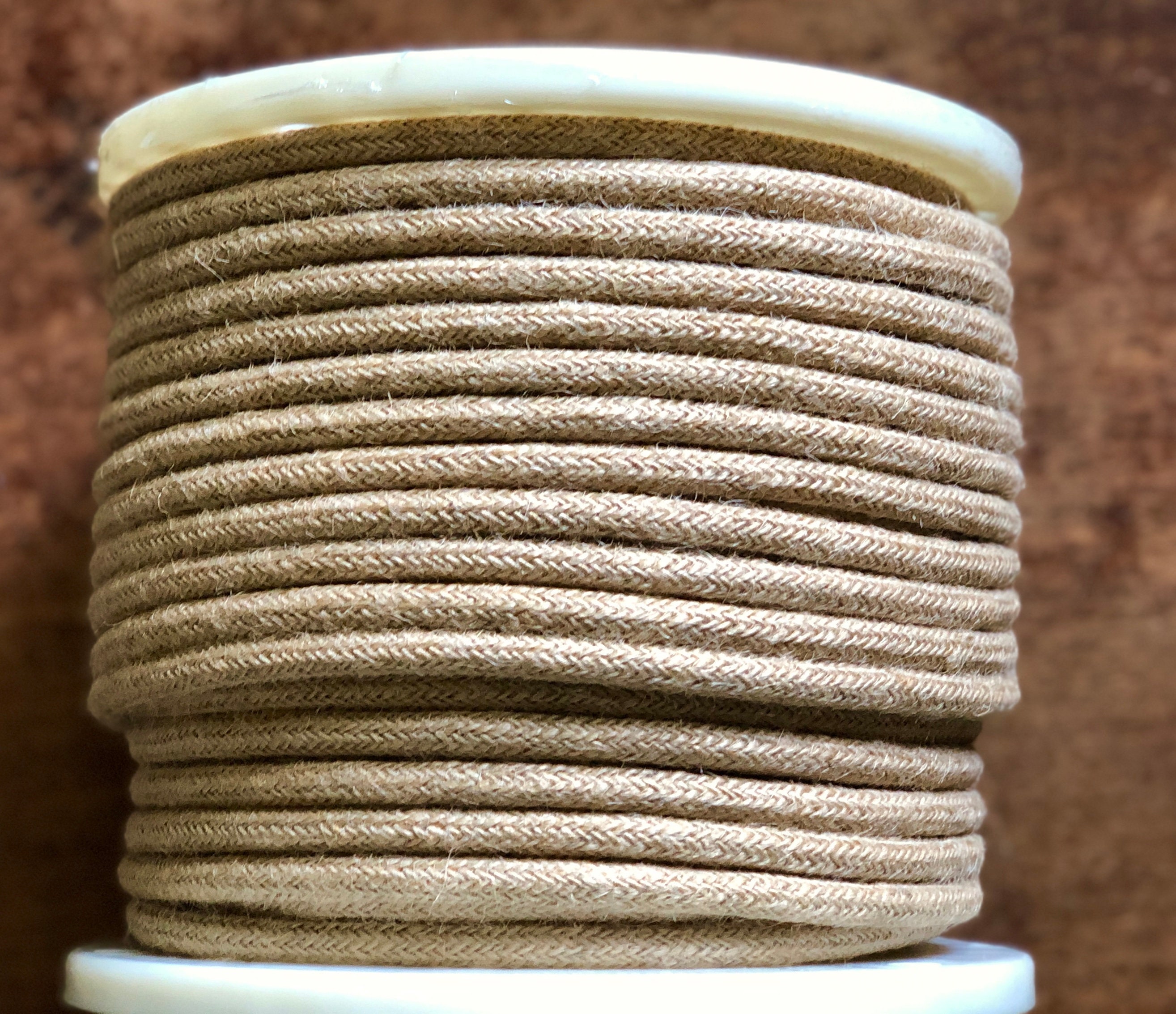 20 Feet: Jute Covered Round Cord, Choose 2 or 3 Wire, Rope Look Vintage Hemp Style Rustic Lamp Cord, For Hanging Pendants, DIY Lighting, etc