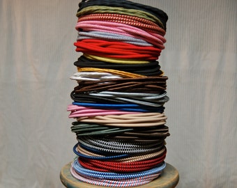 20 Feet: Cloth Covered Cord - Choose Any Color, 3-Wire Fabric Covered Round Pulley Wire, Vintage Style Lamps, Bare Bulb Pendant Lights, Fans