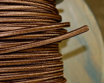 6 Feet: Brown Rayon 2-Wire Cloth Covered Cord, Vintage Style Cloth Electrical Cord, For Floor Lamps, Desk Fans, Radio rewiring etc