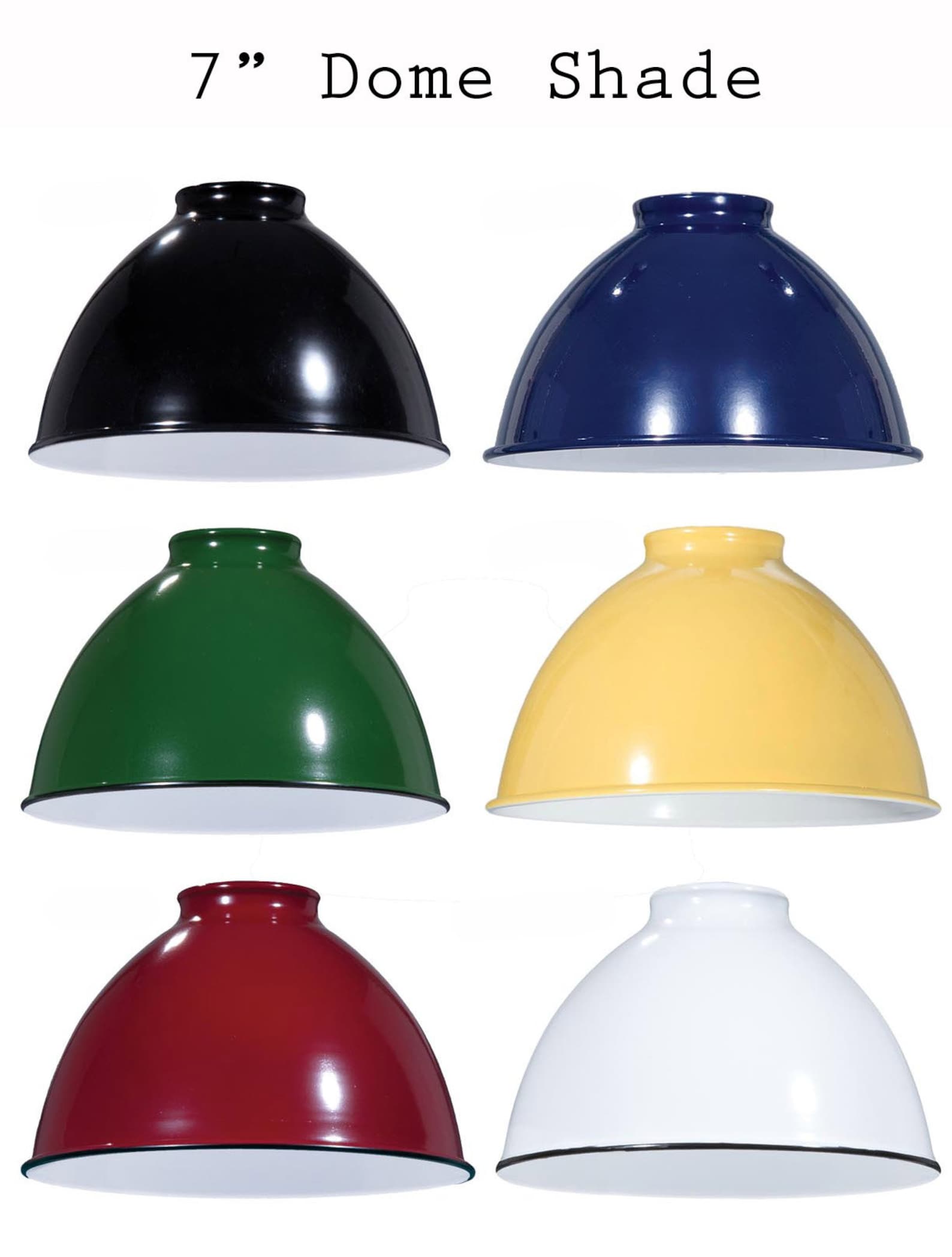Black Porcelain Enamel Shade 7 Industrial Metal Dome Etsy