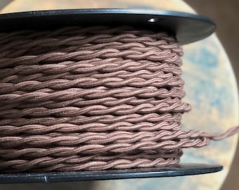 6 Feet: Cloth Covered 16 Gauge Twisted Wire - Brown Cotton Thread, Vintage Style Fabric Lamp Cord, Hanging Pendants, Trouble Lights, flex