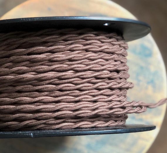 6 Feet: Cloth Covered 16 Gauge Twisted Wire - Brown Cotton Thread, Vintage Style Fabric Lamp Cord, Hanging Pendants, Trouble Lights, flex