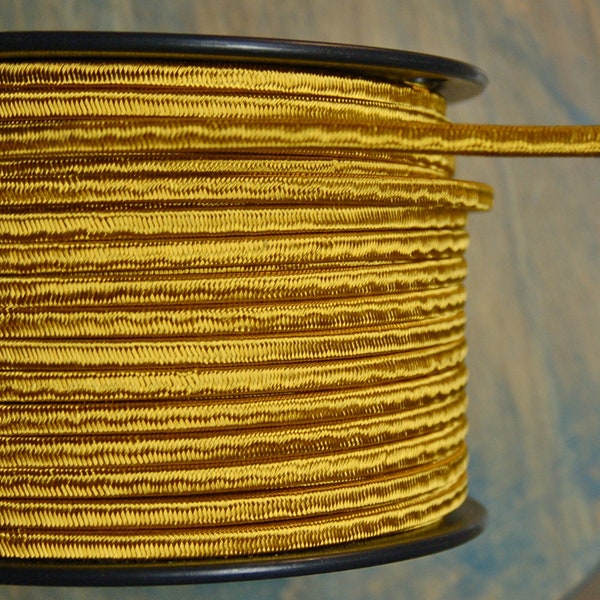 6 Feet: Gold 2-Wire Cloth Covered Cord, Vintage Style Cloth Electrical Cord, For Floor Lamps, Desk Fans, Radio rewiring etc