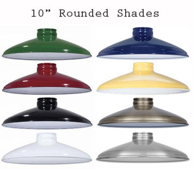 Black Porcelain Enamel Shade 10 Rounded Metal design Etsy