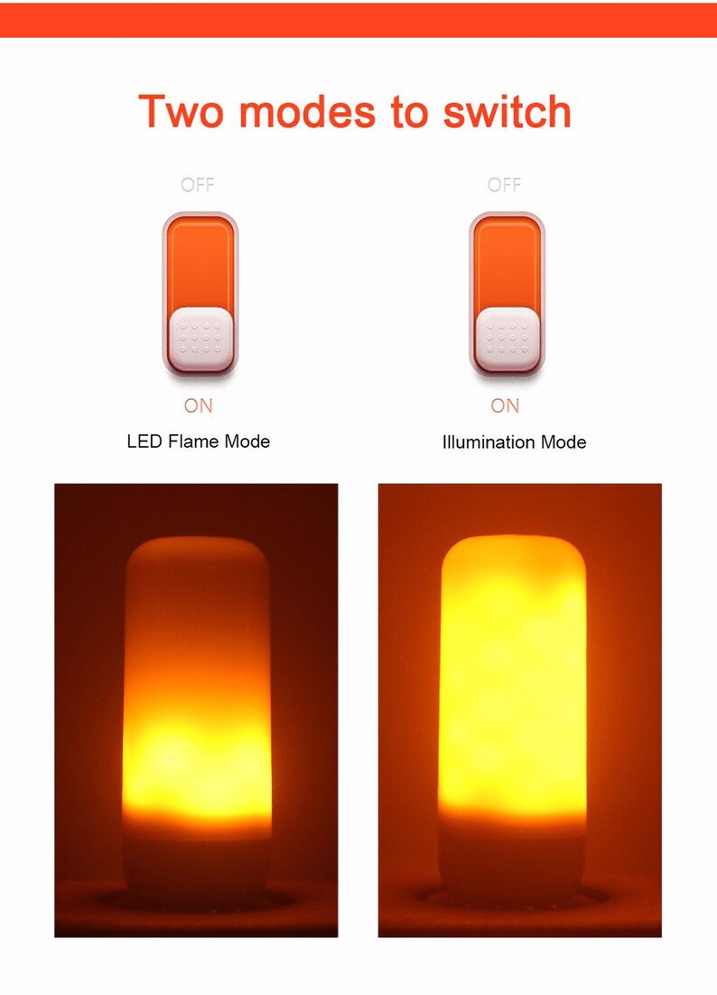 LED Flame Effect Candelabra Light Bulb Simulated Fire Etsy