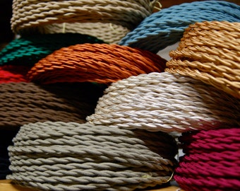 25 Feet Cloth Wire, Free US Shipping, 20 COLOR OPTIONS, Vintage Style Twisted Fabric Covered Lamp Cord for Hanging Pendants, Fans, etc