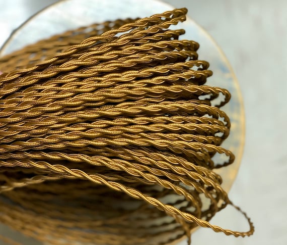 6 Feet Bronze Twisted Cloth Covered Wire Vintage Style Bronze Twisted Cloth Covered Wire, Twisted Lamp Cord