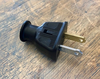 2 Prong Electrical Plug - Black polarized male plug connector- Top Quality Supplies For DIY Lighting, Lamps, Pendants, rewiring