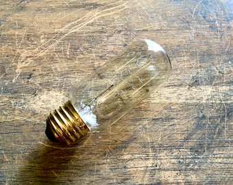 T14 "Radio Tube" Style Light Bulb, Clear Glass Spiral Filament Vintage Edison Reproduction, 40 Watt