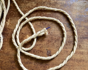 6 Feet: Natural Jute Covered (Rope Style) Twisted Wire, Vintage Hemp Style Rustic Lamp Cord, For Hanging Pendants, Trouble Lights etc
