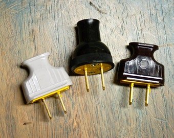 Vintage Style 2 Prong Electrical Plug: Black Brown or White. Top Quality Supplies For Your Handmade Lighting, Lamps, Pendants etc