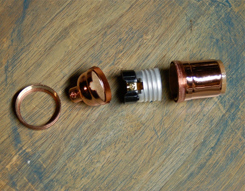 Solid Brass Light Socket, Keyless Version, 6 Different Finishes - Top Quality Supplies For Your Handmade Lighting, Lamps, Pendants image 3