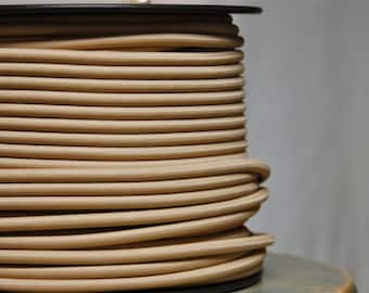 6 Feet Tan Cloth Covered 3-Wire Round Cord, Vintage Style Fabric Lamp Pulley Cord, For Hanging Pendants, Fans, Antique Lamps,