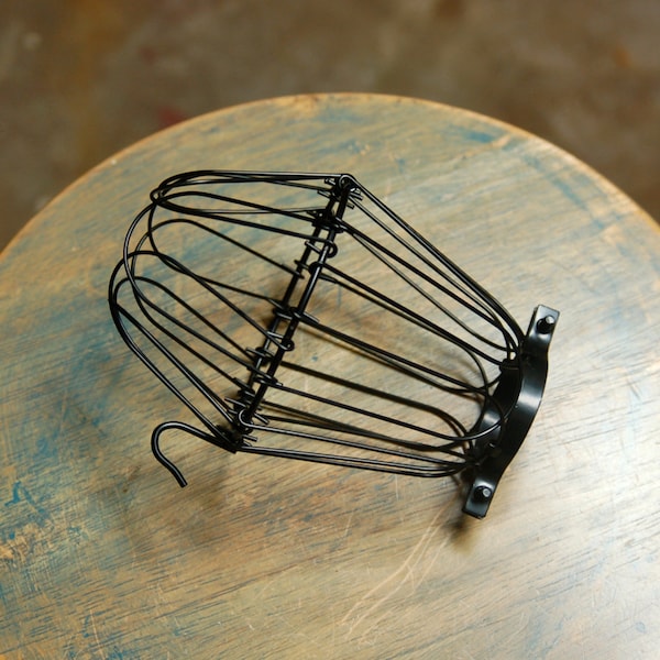 Black Wire Bulb Cage, Clamp On Lamp Guard, For Vintage Trouble Lights - Top Quality Supplies For Your Handmade Lighting, Lamps, Pendants