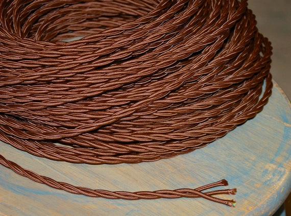 ANTIQUE BRONZE Cloth Covered Electrical Wire 25 ft Fabric Braided wire 