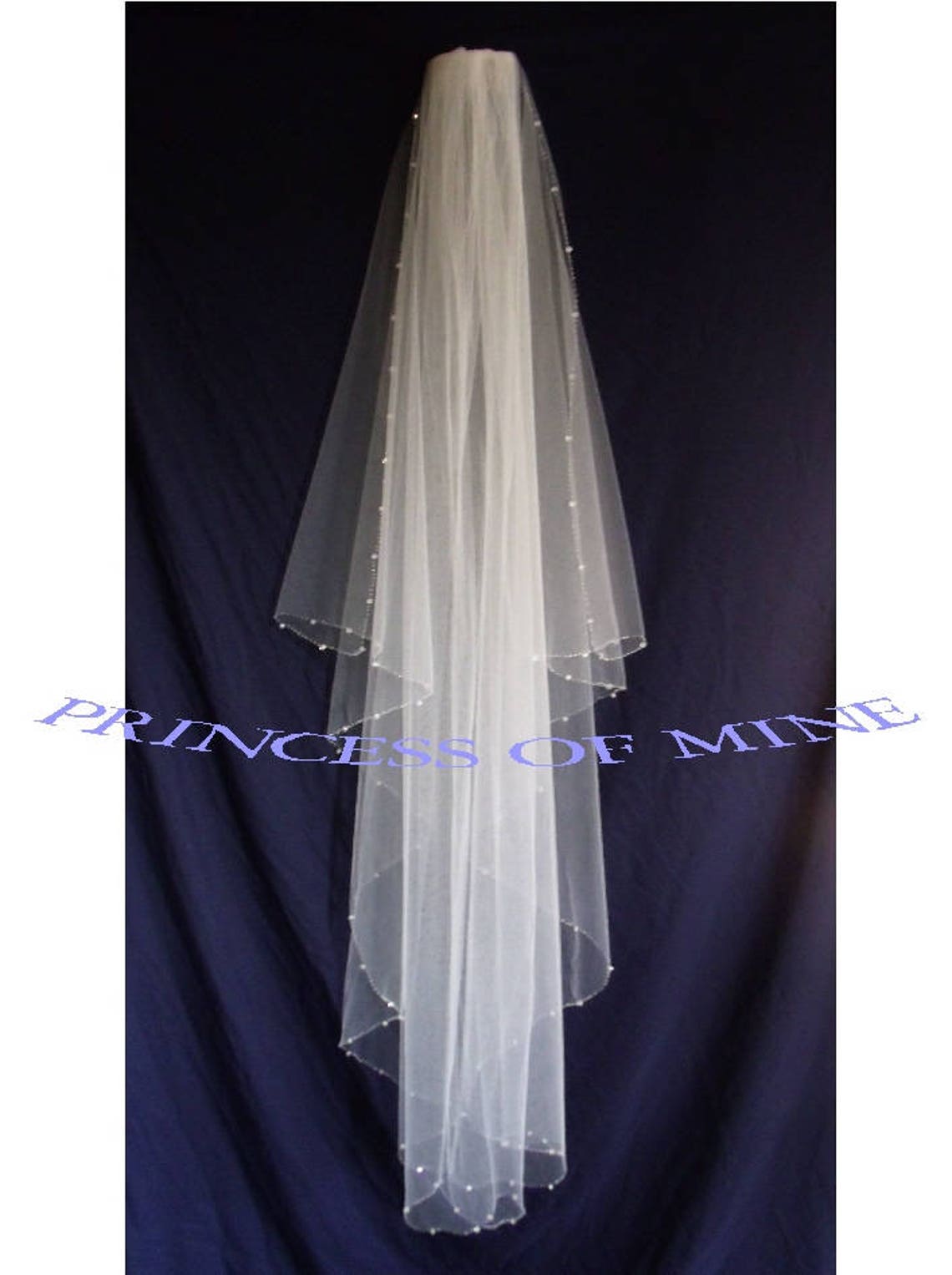 1 Tier Cascade Veil. Cascade Style Veil With Crystal Edge Etsy