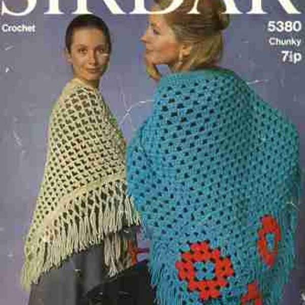 1970s Ladies Crocheted Shawl Pattern PDF No. 0166 From TimelessOne