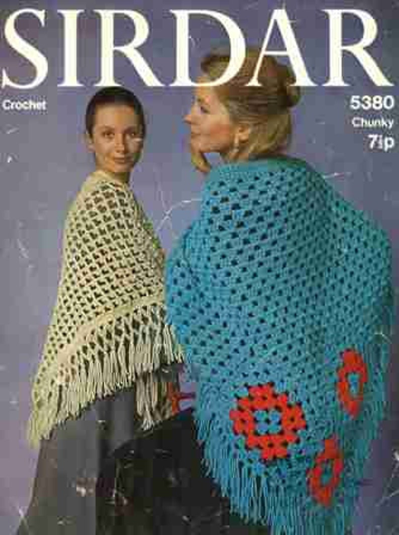 1970s Ladies Crocheted Shawl Pattern PDF No. 0166 From TimelessOne image 1