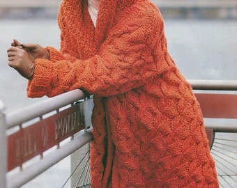 Ladies Hooded Cable Coat PDF Pattern No.0080