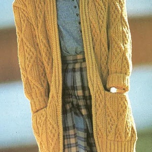 Long Chunky Stlye knitted Cardigan Pattern PDF No.0290  From TImelessOne Shop